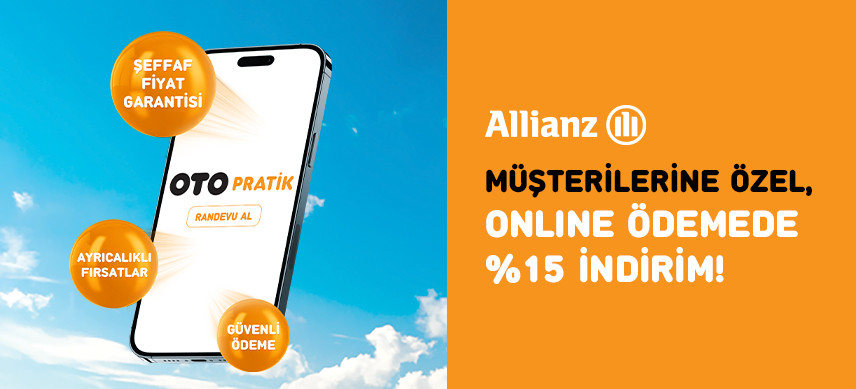 Allianz&rsquo;a &ouml;zel periyodik bakım randevusu alanlara, online &ouml;demede %15 indirim 